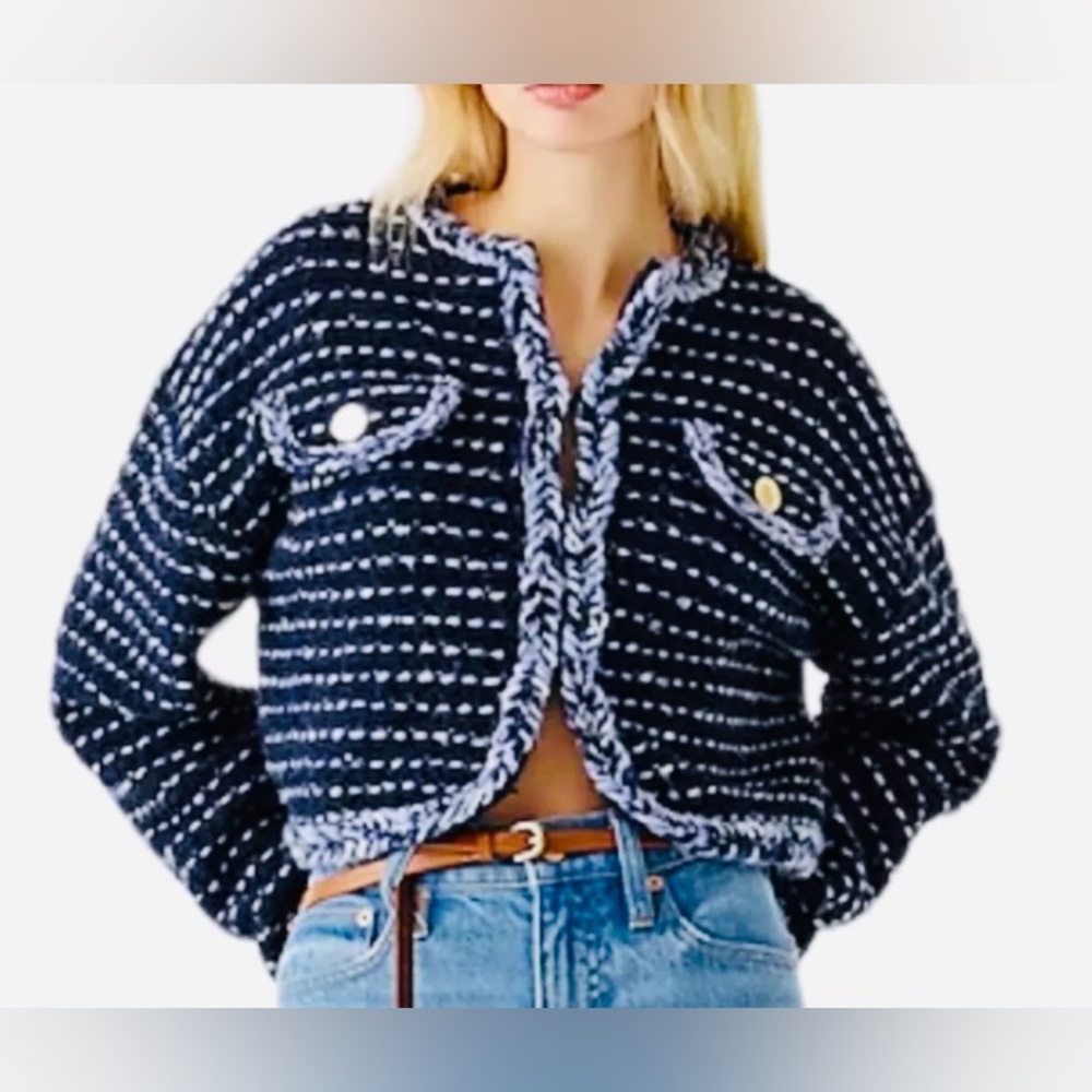 NWOT! J.Crew Cropped lady jacket in marled yarn, Size XS